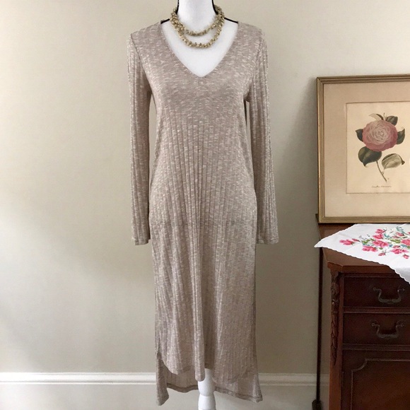 Anthropologie Dresses & Skirts - Anthro Meadow Rue V-Neck Ribbed Sweater Dress